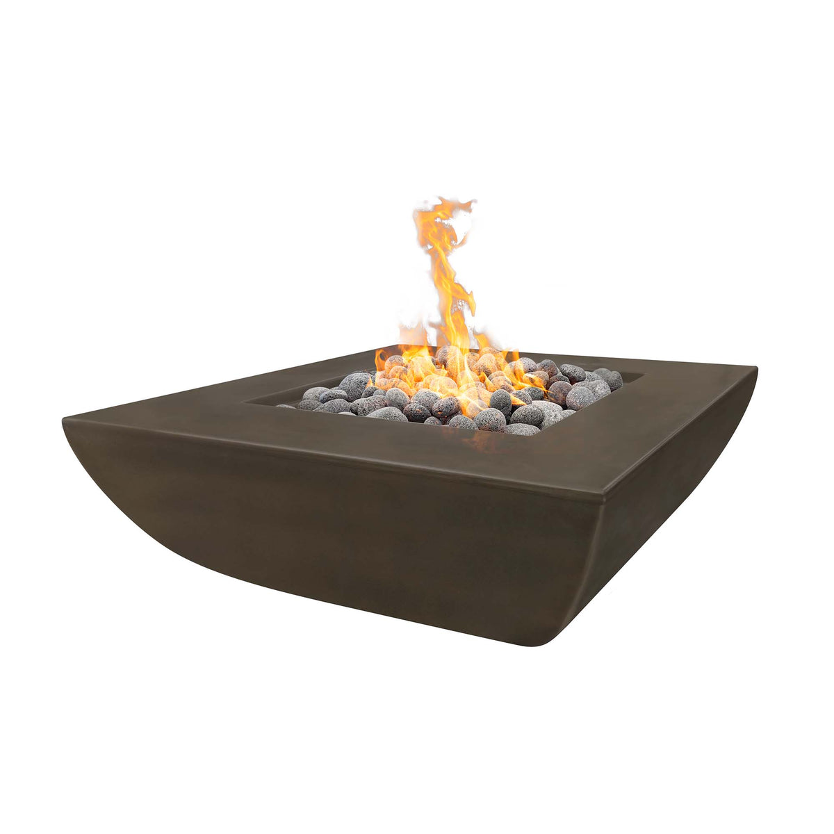 Avalon Fire Pit Wide Ledge Gfrc Concrete 18 Tall in Chestnut finish – The Outdoor Plus
