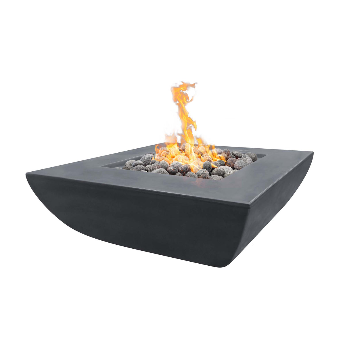 Avalon Fire Pit Wide Ledge Gfrc Concrete 18 Tall in Gray finish – The Outdoor Plus