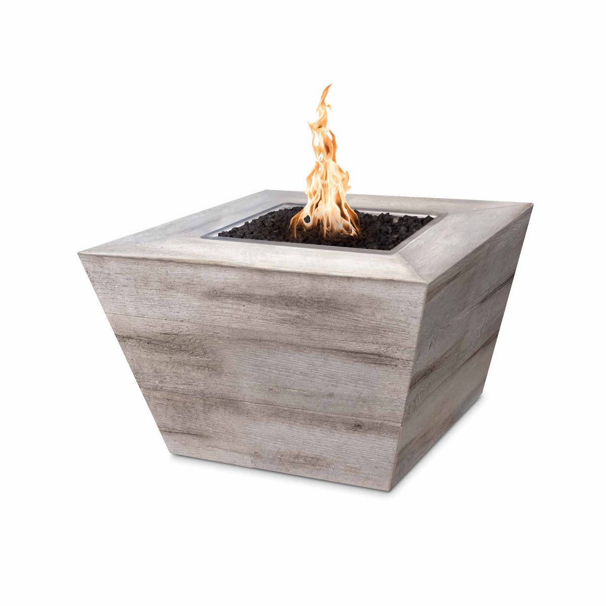 Square Plymouth Fire Pit Gfrc Wood Grain 16 Tall in Oak finish – The Outdoor Plus
