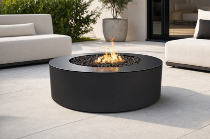 Unity Fire Pit - Powder Coat - 24" Tall - 48" - Matte Black Lifestyle