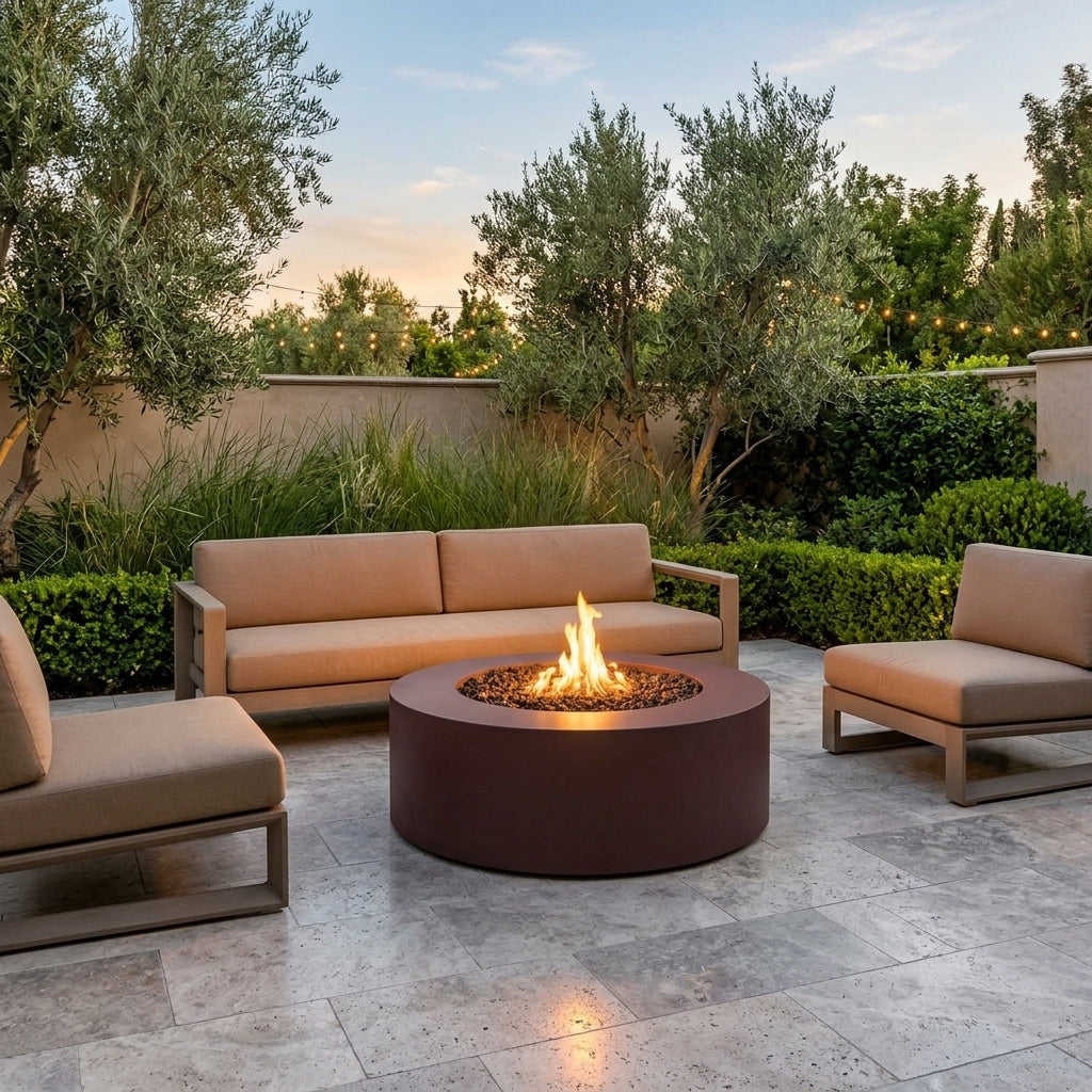 Unity round powder-coated steel fire pit