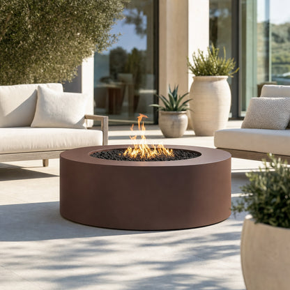 Unity Fire Pit - Powder Coat - 24" Tall - 48" - Matte Black Lifestyle
