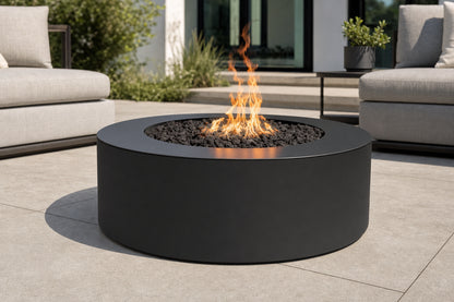 Unity Fire Pit - Powder Coat - 24" Tall - 60" - Gloss Black Lifestyle