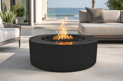 Unity Fire Pit - Powder Coat - 24" Tall - 60" - Matte Black Lifestyle
